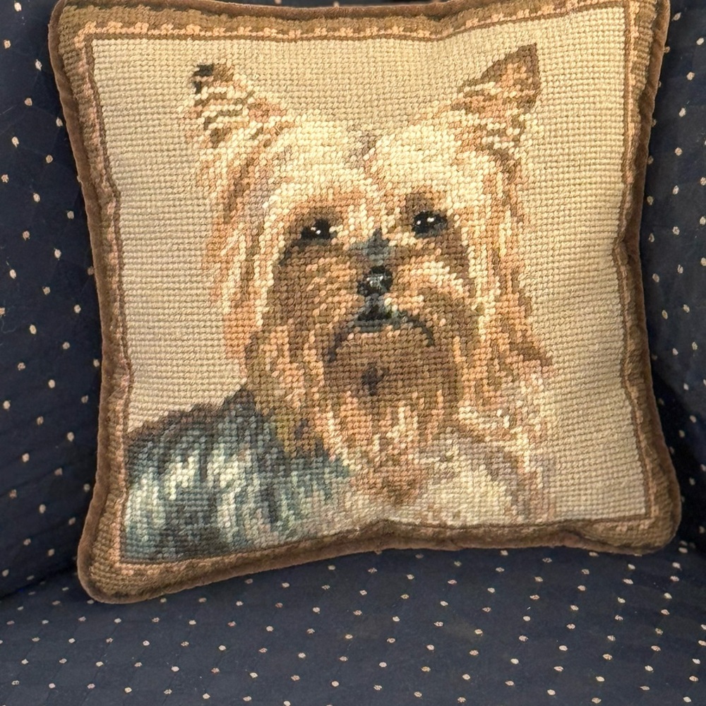 Yorkshire Terrier Needlepoint Pillow